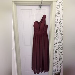 Azazie A12 - One shoulder burgundy bridesmaid dress